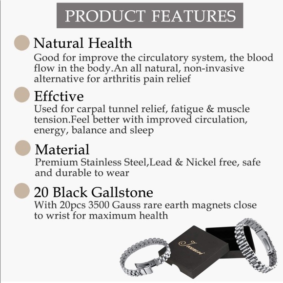 Mens Silver Titanium Magnetic Therapy Bracelet (Brand New) - Picture 3 of 5